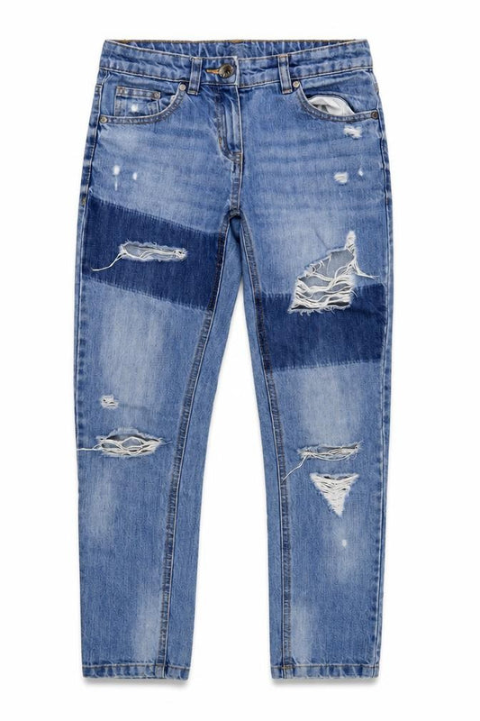 Next Girls Blue Skinny Jeans 11Y Casual Ripped Cotton