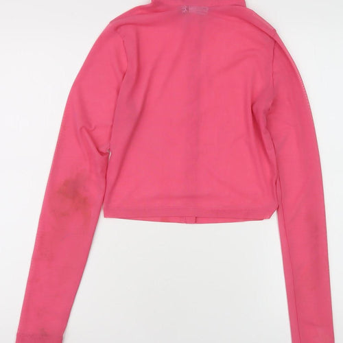 ASOS DESIGN Women's Pink Cropped Button-Up Shirt Size 8