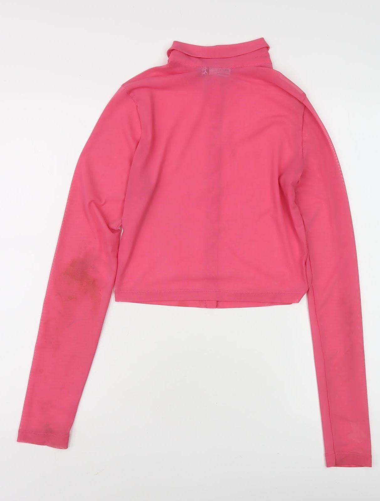 ASOS DESIGN Women's Pink Cropped Button-Up Shirt Size 8