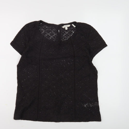 Fat Face Women's Black Lace Short Sleeve Top Size 12