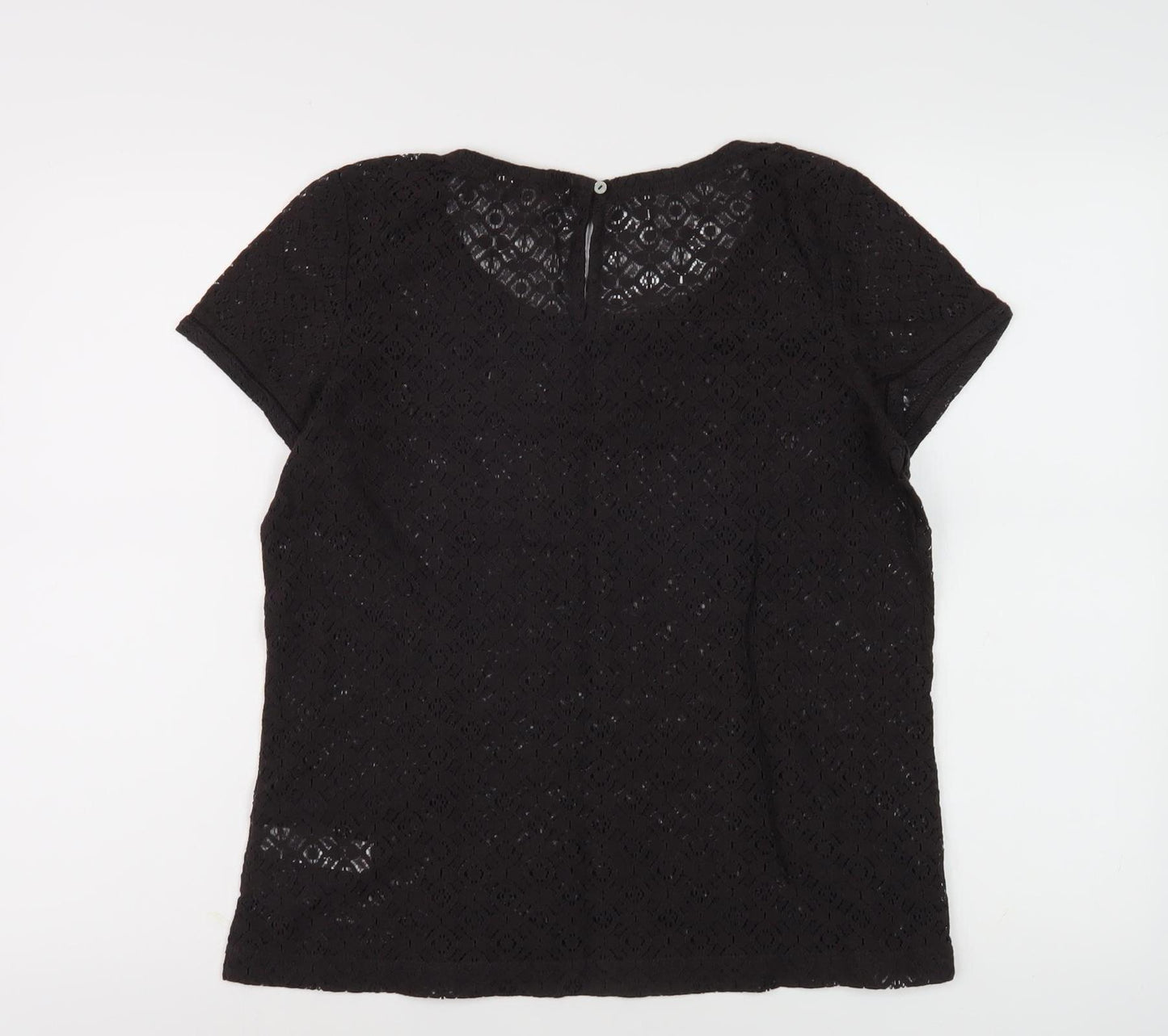 Fat Face Women's Black Lace Short Sleeve Top Size 12