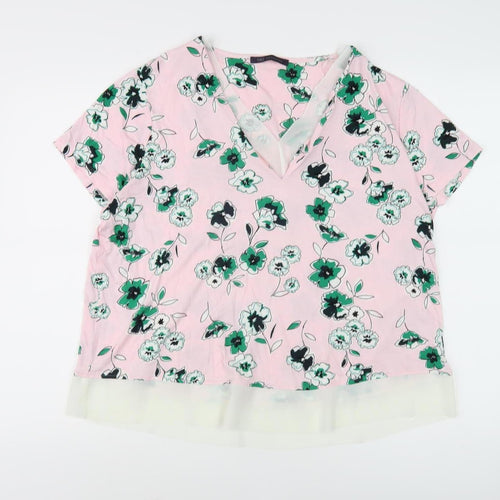 Marks and Spencer Women's Pink Floral Blouse Size 18