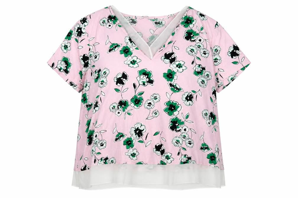Front view of Marks & Spencer Women's Pink Floral Blouse, size 18