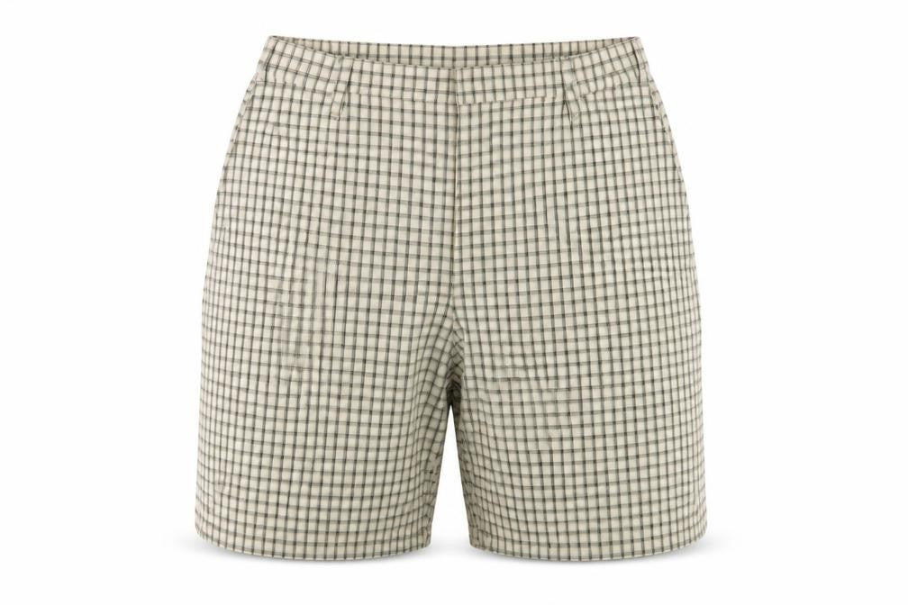 Front view of Essence Women Multicoloured Check Chino Shorts, size 20