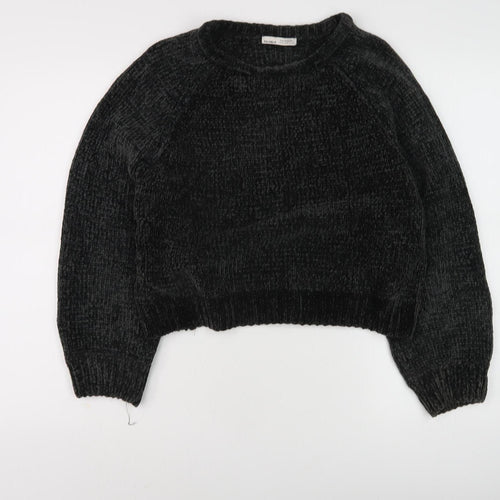 Pull & Bear Women's Black Medium Pullover Raglan Sleeve Jumper