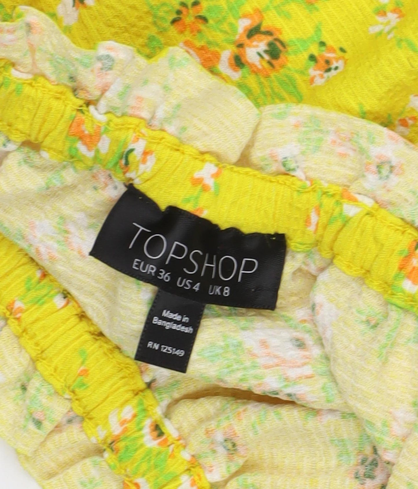 Topshop Women's Yellow Floral Cropped Blouse Size 8