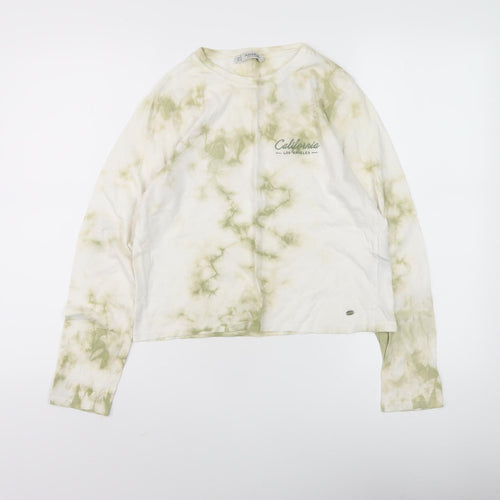 Pull & Bear Women's Beige Tie-Dye T-Shirt, Size S