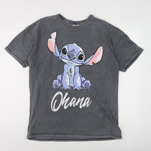 Disney Unisex Grey Stitch T-Shirt, Size S, Casual Style