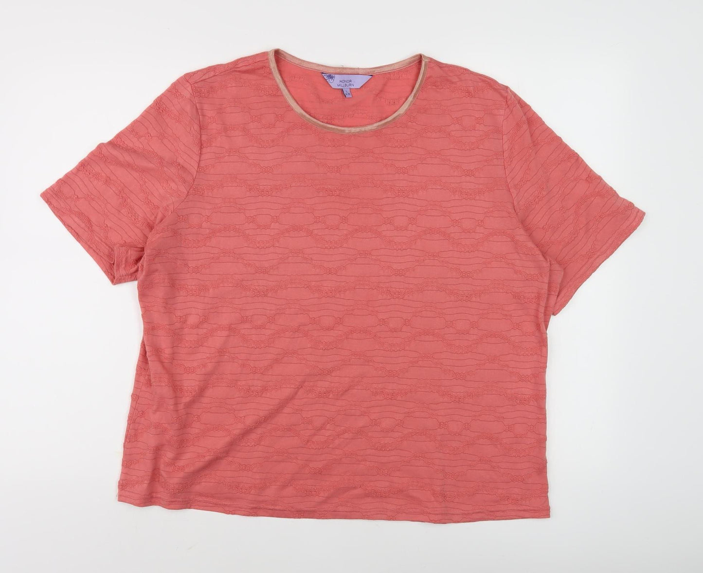 Honor Millburn Women's Pink T-Shirt, Size L, Casual Knit