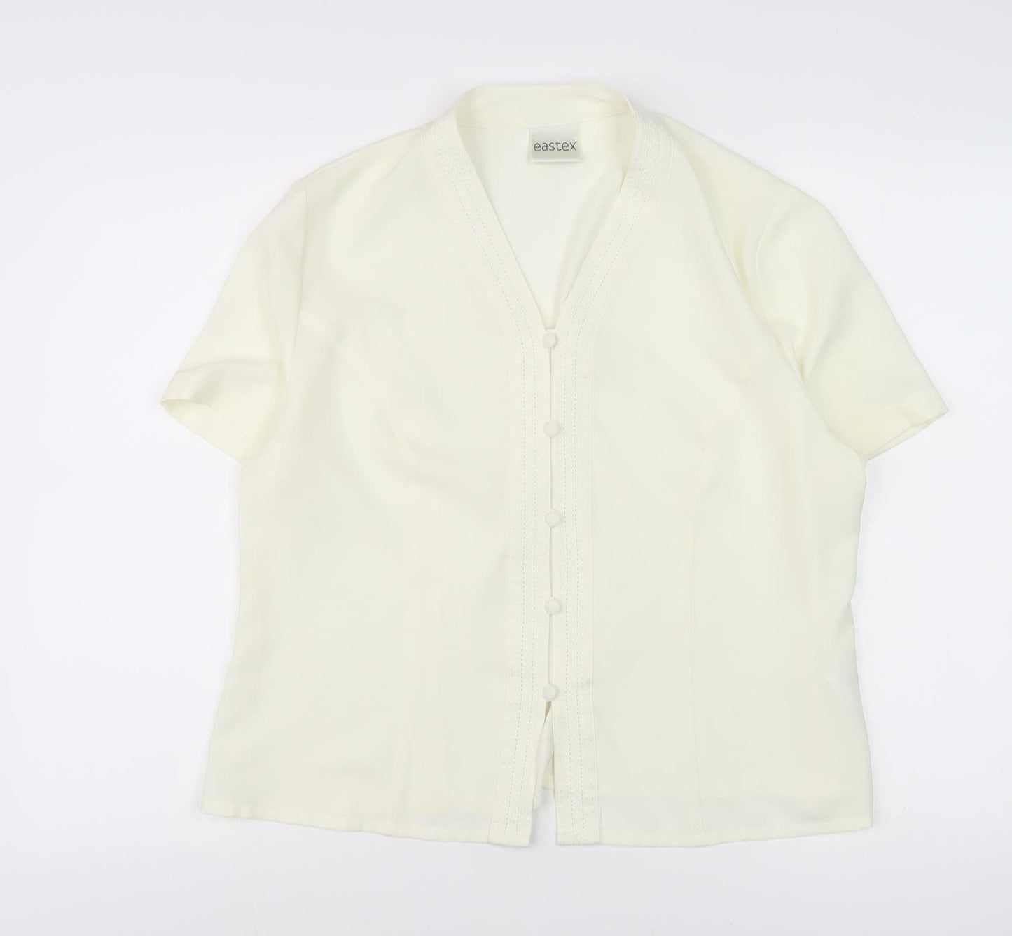Eastex Women’s Ivory Blouse V-Neck Size 16 Casual