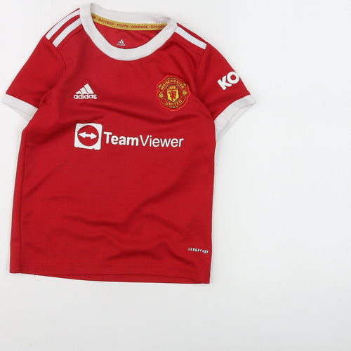 Adidas Boys Red Football Jersey T-Shirt, Size 18