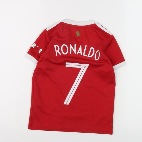 Adidas Boys Red Football Jersey T-Shirt, Size 18