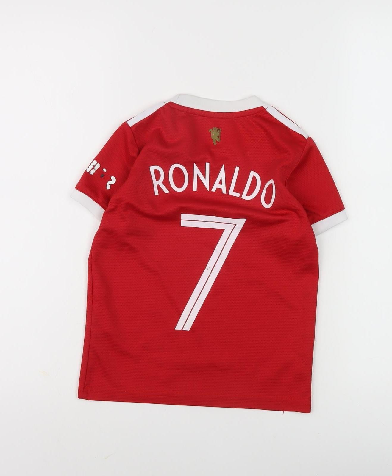 Adidas Boys Red Football Jersey T-Shirt, Size 18
