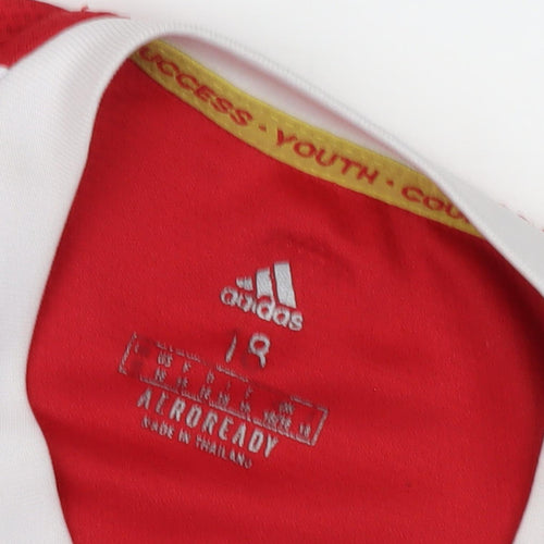 Adidas Boys Red Football Jersey T-Shirt, Size 18