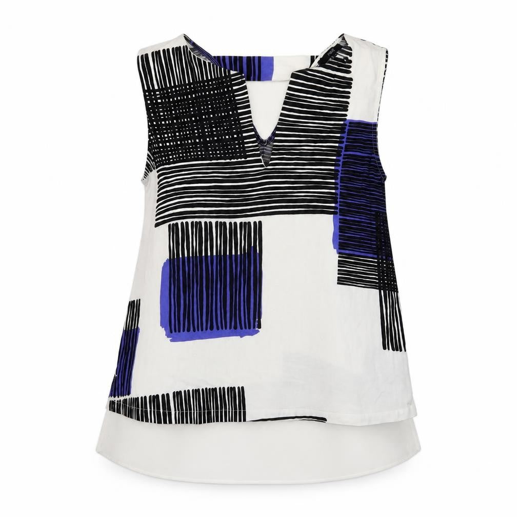 Front view of Next Women's Geometric Viscose Blouse, size 12, Multicoloured