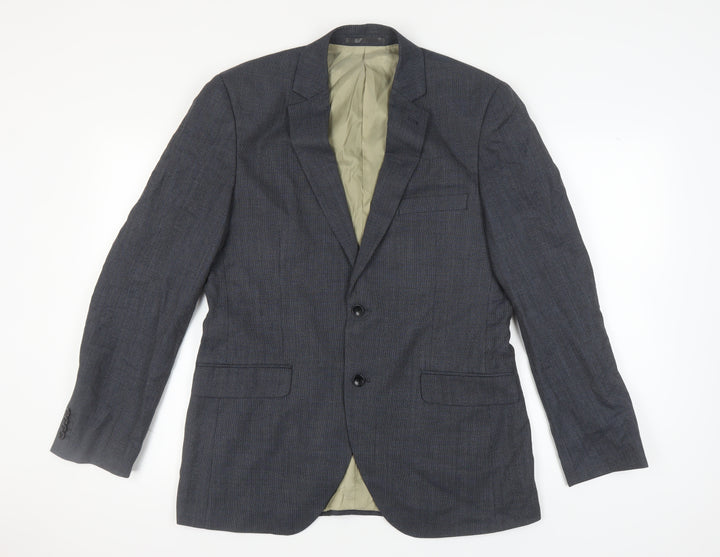 Corsivo Men's Grey Suit Jacket 40L Wool Formal Wear