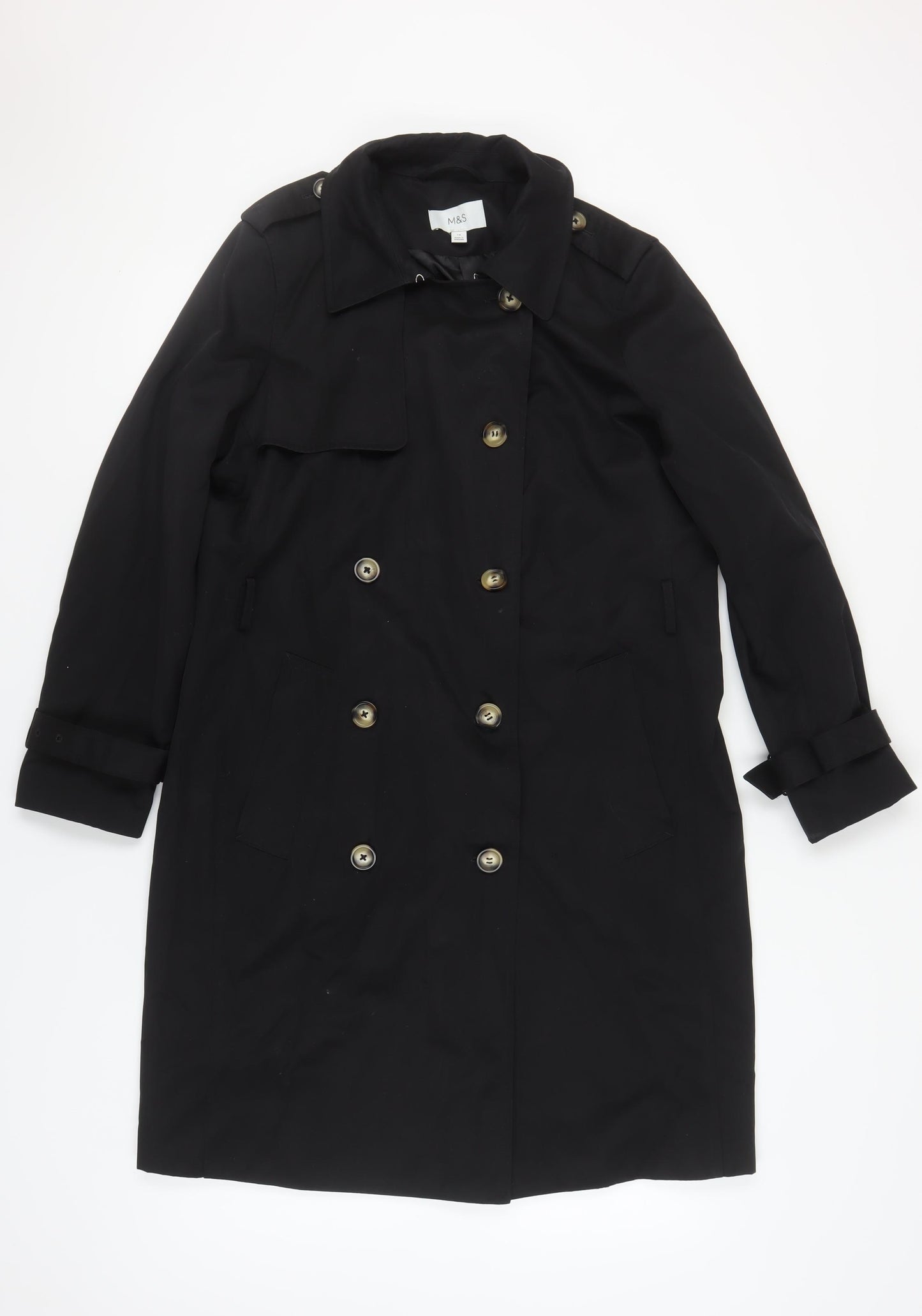 Marks & Spencer Women's Black Size 14 Trench Coat