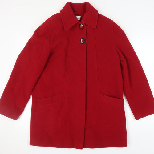 BHS Women's Red Wool Blend Overcoat, Size 14