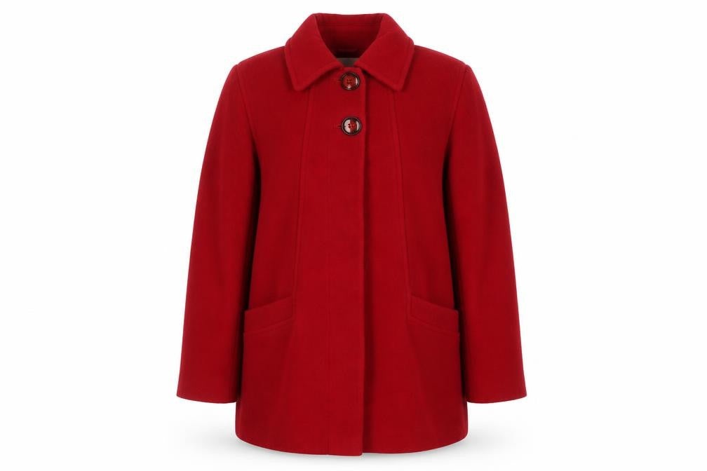 BHS Women's Red Wool Blend Overcoat, Size 14