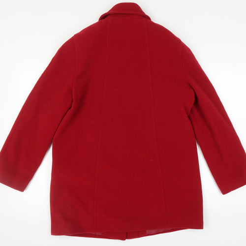 BHS Women's Red Wool Blend Overcoat, Size 14