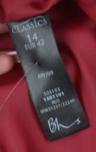 BHS Women's Red Wool Blend Overcoat, Size 14