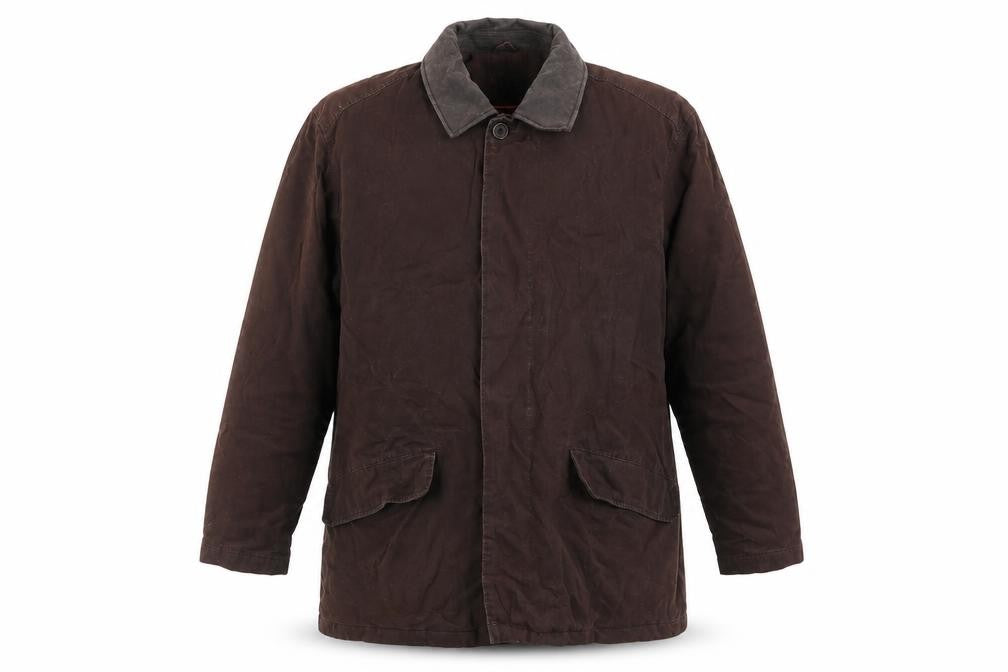 Front view of Thomas Nash Men's XL Brown Overcoat with Pockets