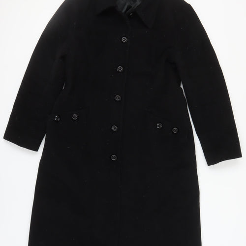 Hobbs Women's Black Wool Overcoat Size 14 Long Sleeve