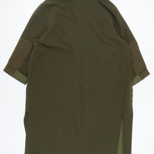 Topshop Petite Women's Green Long Coat with Pockets