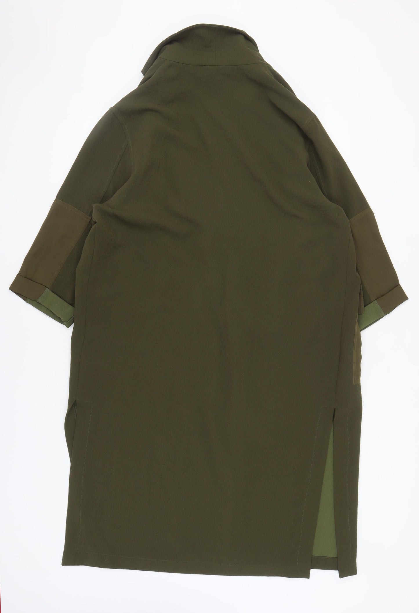 Topshop Petite Women's Green Long Coat with Pockets