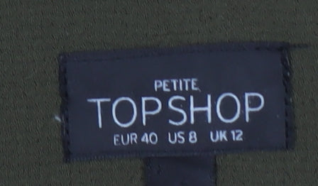 Topshop Petite Women's Green Long Coat with Pockets
