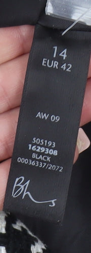 BHS Women's Black Check Pea Coat Size 14 Lined