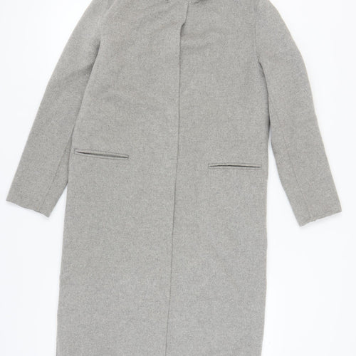 Topshop Women's Grey Wool Blend Midi Overcoat Size 10