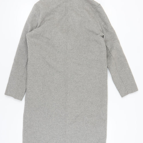 Topshop Women's Grey Wool Blend Midi Overcoat Size 10