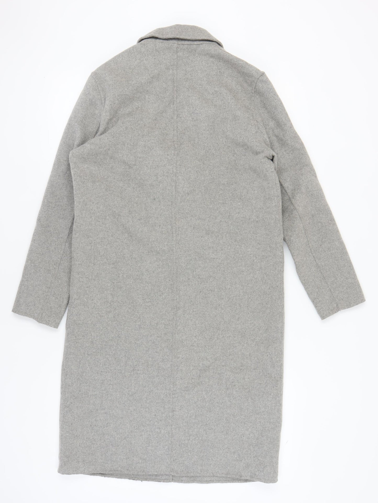 Topshop Women's Grey Wool Blend Midi Overcoat Size 10