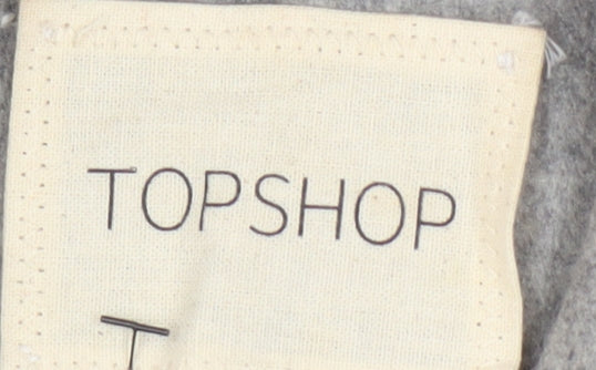 Topshop Women's Grey Wool Blend Midi Overcoat Size 10