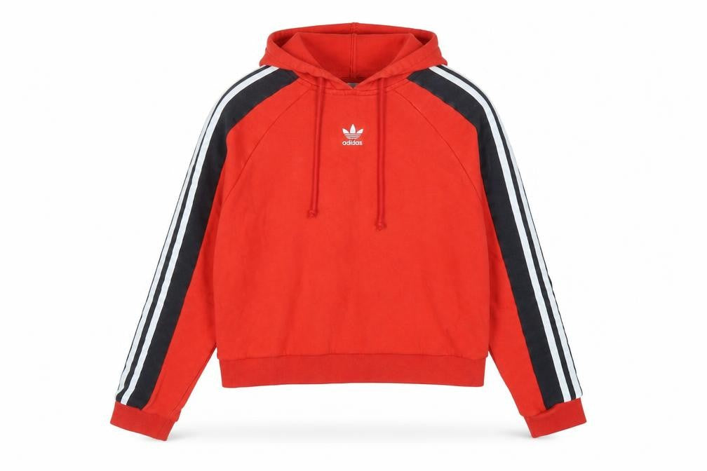 Front view of Adidas Women Red Hoodie, size 8, Pullover Style