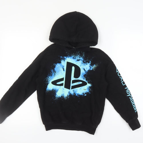 H&M Boys Black Hoodie PlayStation Print 9-10 Years