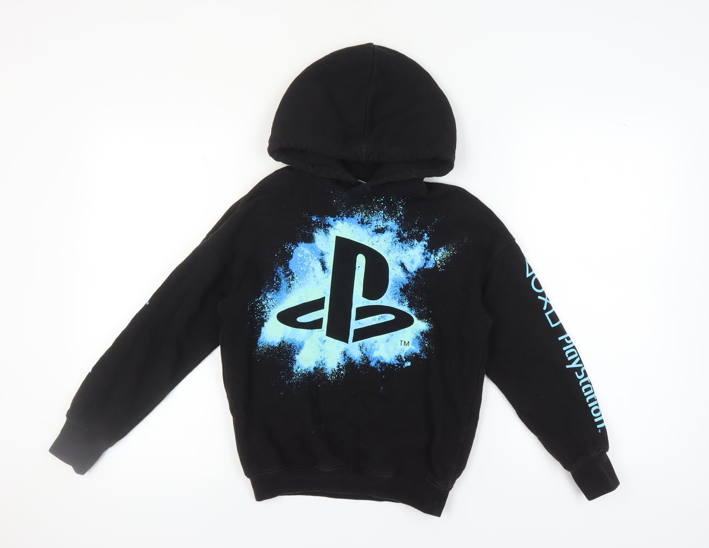 H&M Boys Black Hoodie PlayStation Print 9-10 Years