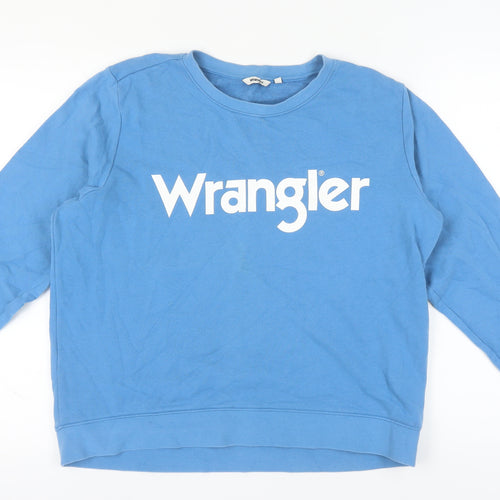 Wrangler Women's Blue Logo Pullover Sweatshirt, Size L
