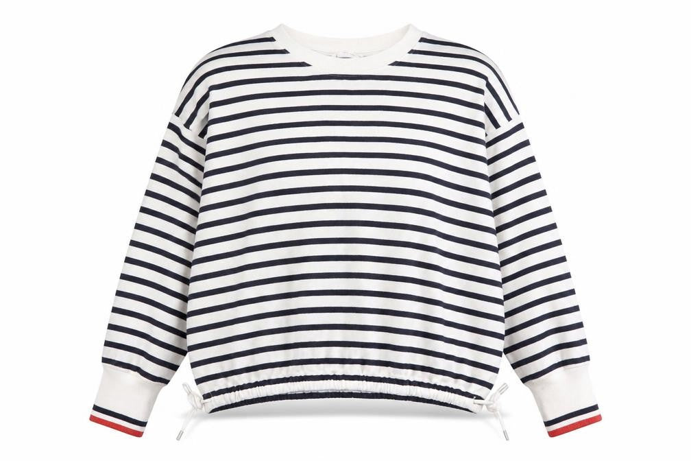 Front view of John Lewis Women’s Striped XL Pullover Sweatshirt