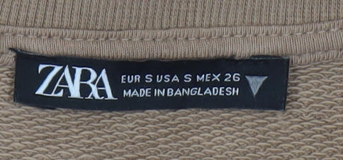 Zara Women's S Brown Cotton Pullover Sweatshirt