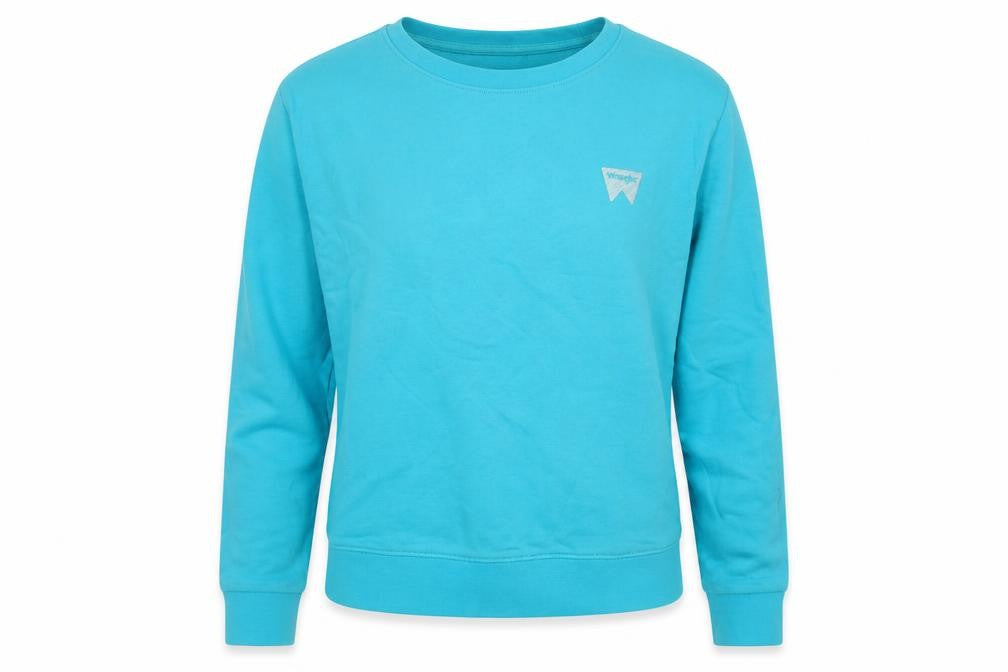 Front view of Wrangler Women’s Blue Pullover Sweatshirt, M