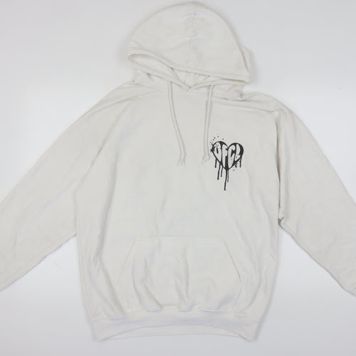 Boohoo White Hoodie for Women, Medium, Logo, Casual