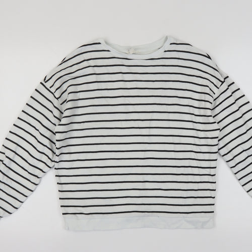 River Island Women's White Striped Pullover Sweatshirt XS