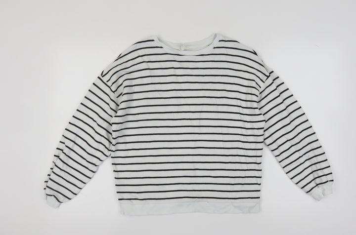 River Island Women's White Striped Pullover Sweatshirt XS