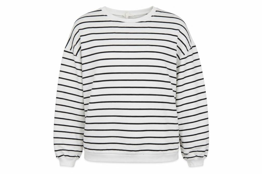Front view of River Island Women's White Striped Pullover Sweatshirt XS