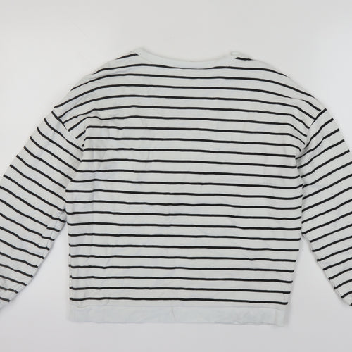 River Island Women's White Striped Pullover Sweatshirt XS