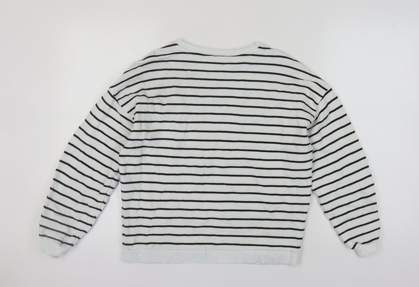 River Island Women's White Striped Pullover Sweatshirt XS