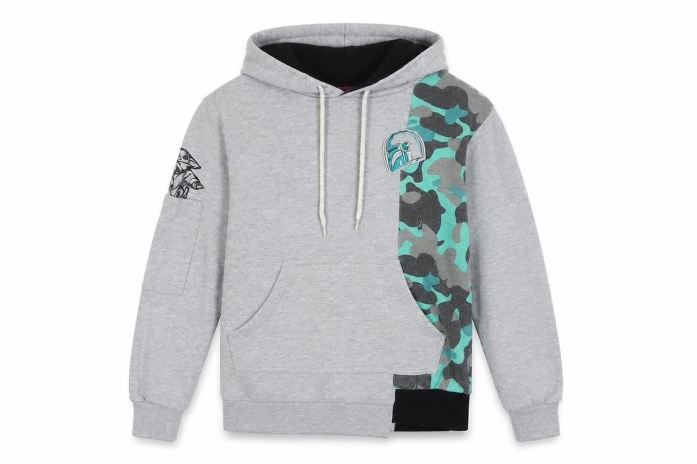 Front view of Disney Star Wars unisex kids grey xs pullover hoodie