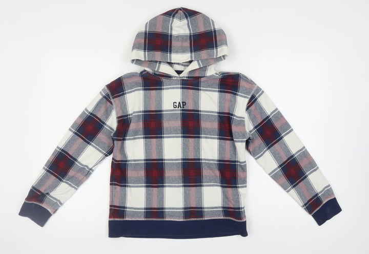 GAP Unisex Kids Multicoloured Plaid Pullover XXL Hoodie